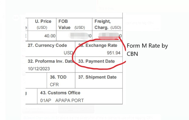 Customs Form M