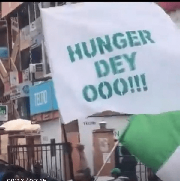 Hanks Anuku, stormed the streets yesterday to stage a one-man protest