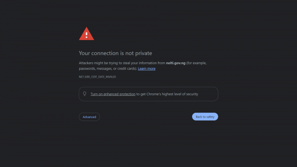 NEITI Website Unsafe For Visitors As Govt-Owned Extractive Agency Fails To Renew Its Security Certificate