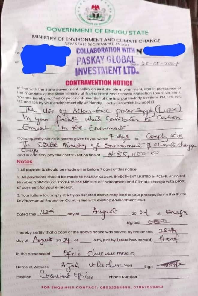 Enugu Govt Fines Residents for Generator Use Despite Power Supply Issues