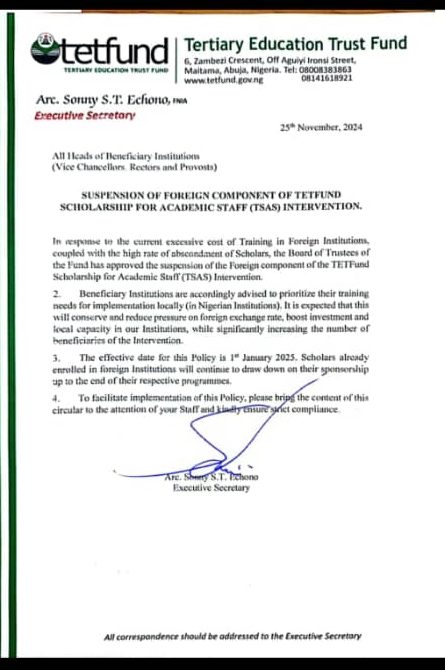 TETFund Ends Foreign Scholarships